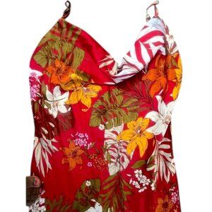 Paper Heart Tropical Flower Leg Slit Maxi Slip Dress  -  Size: L   NWOT